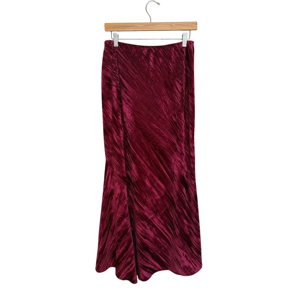 Free People Noa Velvet Slip Skirt Sz Small Fairytale Red Maxi Boho Romantic NWT - Picture 4 of 10